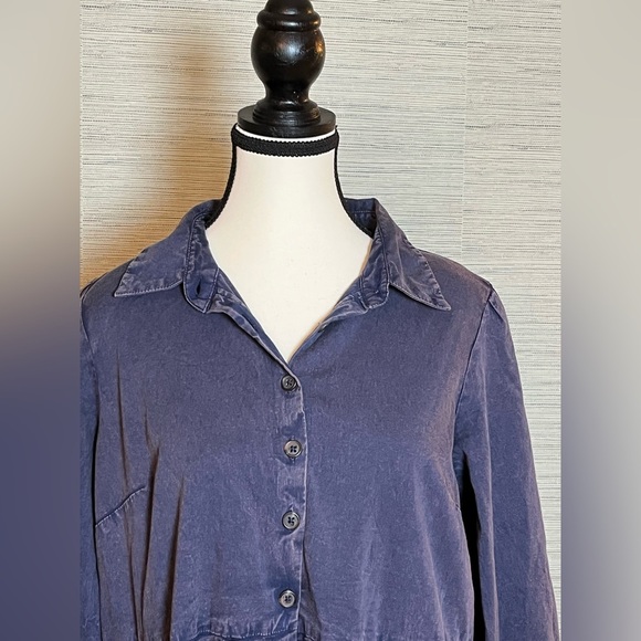 Free People Marvelous Mia Solid Mini Dress Buttondown Babydoll Long Sleeve Small - Picture 5 of 10